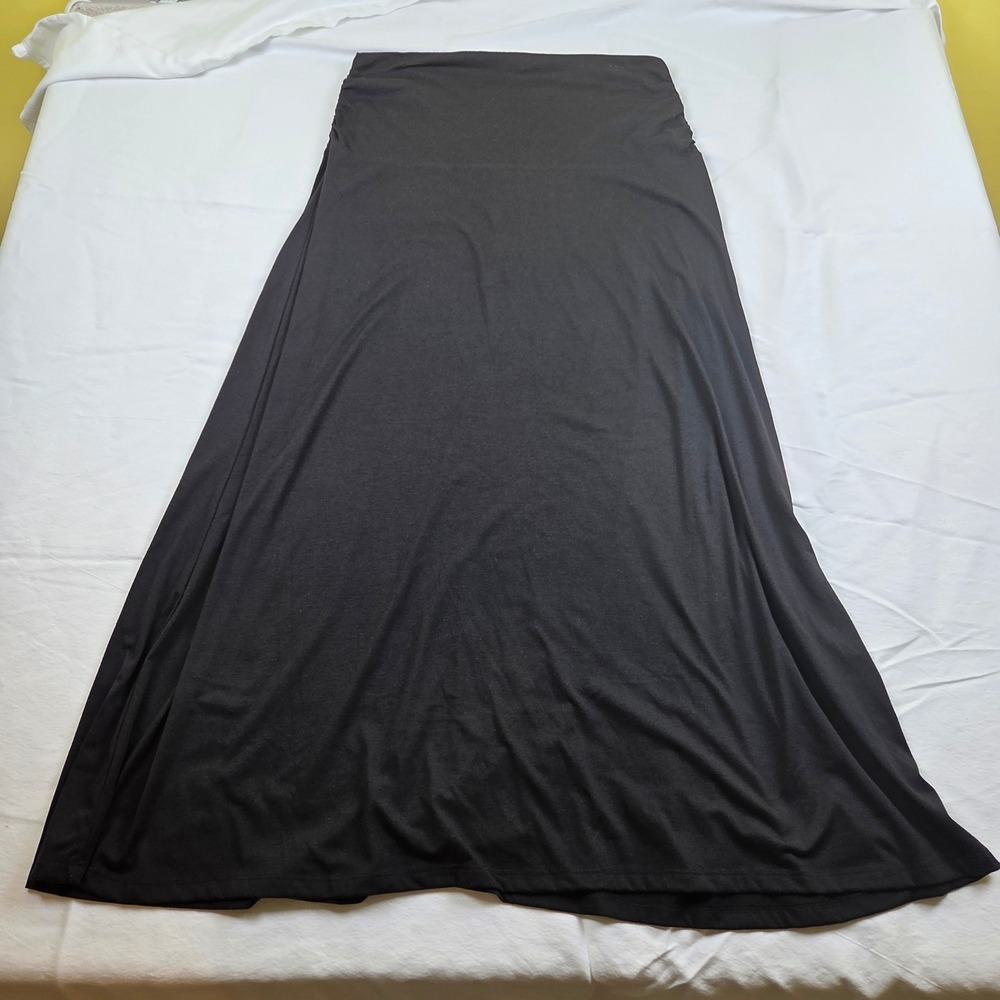 Mascara Plus Maxi Skirt Black Fold Over Waist Jersey Knit Stretch Plus Size 2X